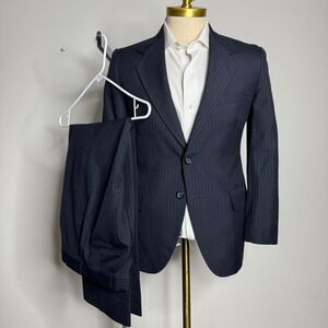 Kuppenheimer Navy Pinstripe Wool Suit Mens 36S 30W Classic Business Formal
